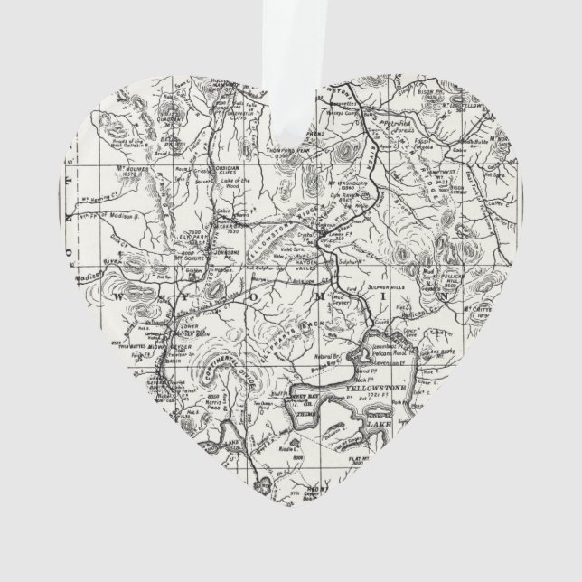 Vintage Map of Yellowstone National Park Ornament (Back)