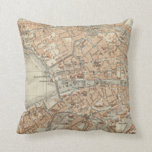 Vintage Map of Zurich Switzerland (1913) Cushion