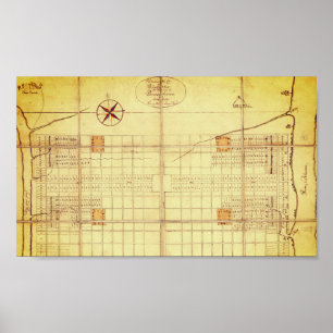 Vintage Map, original layout - Philadelphia (1682) Poster