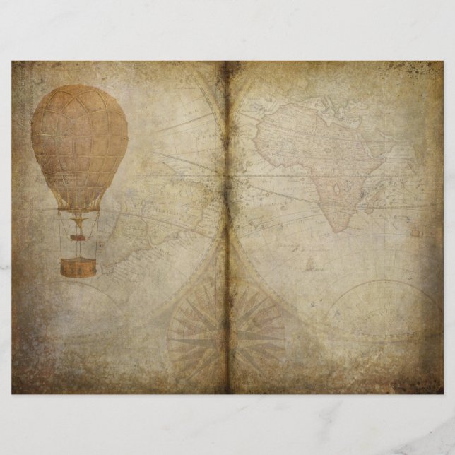 Vintage Map Parchment Journal Paper (Front)