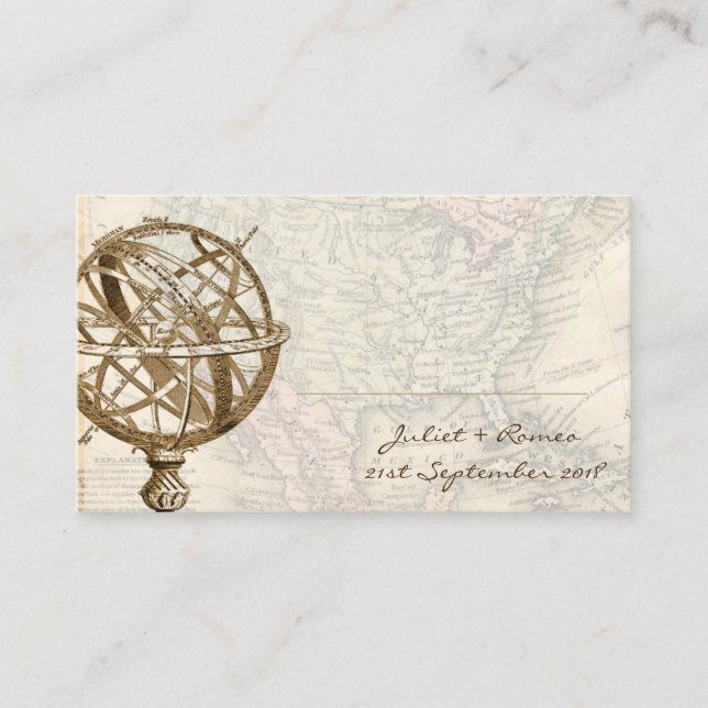 Vintage Map Place Card (Front)