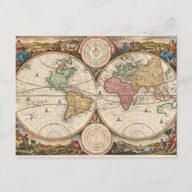 Vintage Map Postcard Showing Ecliptic (Front)