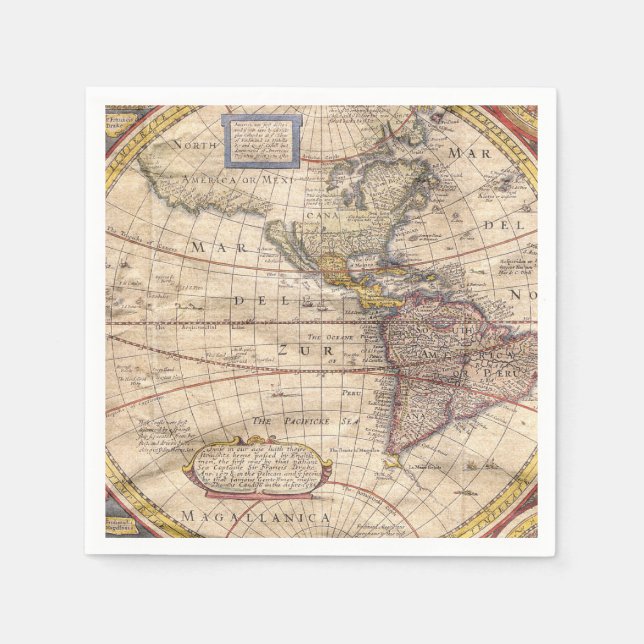 Vintage Map Print Napkin (Front)