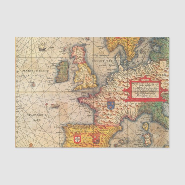 Vintage Map Print Tissue Paper (Front)