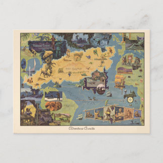 Vintage Map Robinson Crusoe Adventure Awaits Postcard