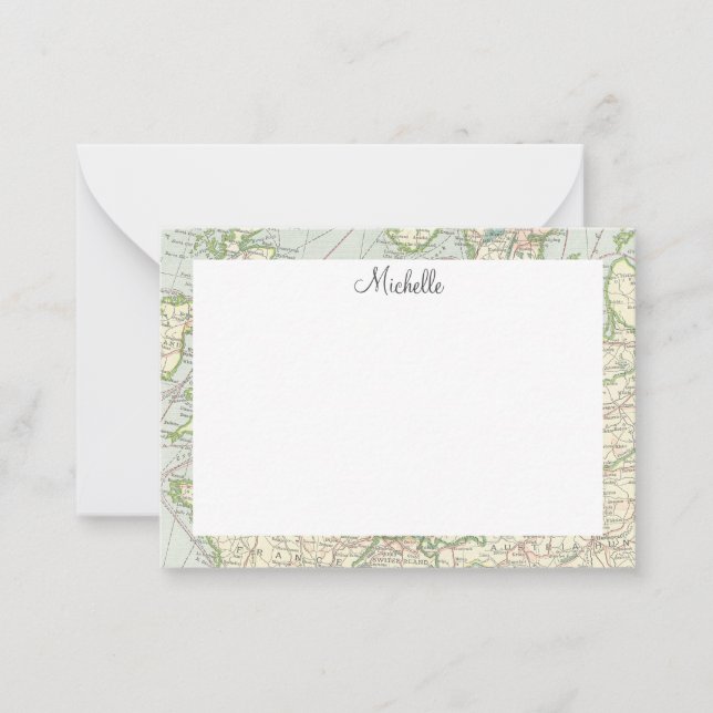Vintage Map Script Personalised Card (Front)