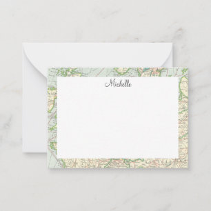 Vintage Map Script Personalised Card