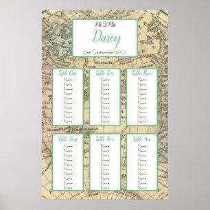 Vintage Map Seating Chart