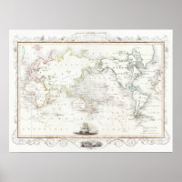 Vintage Map, The Voyages Of Captain James Cook