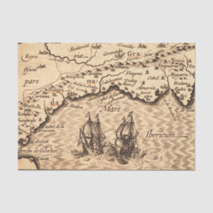Vintage Map With Ships Tissue Paper