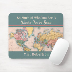 Vintage Map World Atlas Travel Lover's Mouse Mat