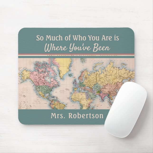 Vintage Map World Atlas Travel Lover's Mouse Mat (With Mouse)
