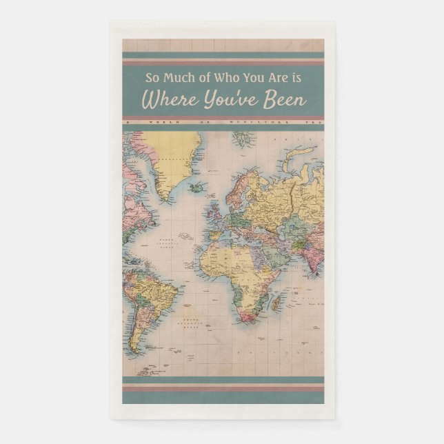 Vintage Map World Atlas Travel Lover's  Napkin (Front)