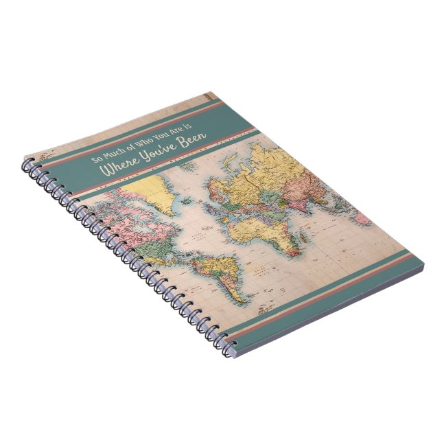 Vintage Map World Atlas Travel Lover's  Notebook (Right Side)