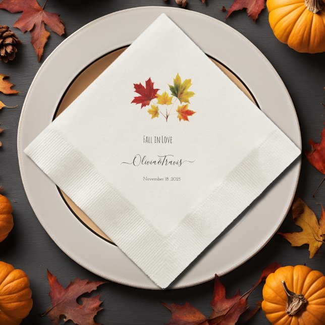 Vintage maple leaves- fall in love napkin (Creator Uploaded)