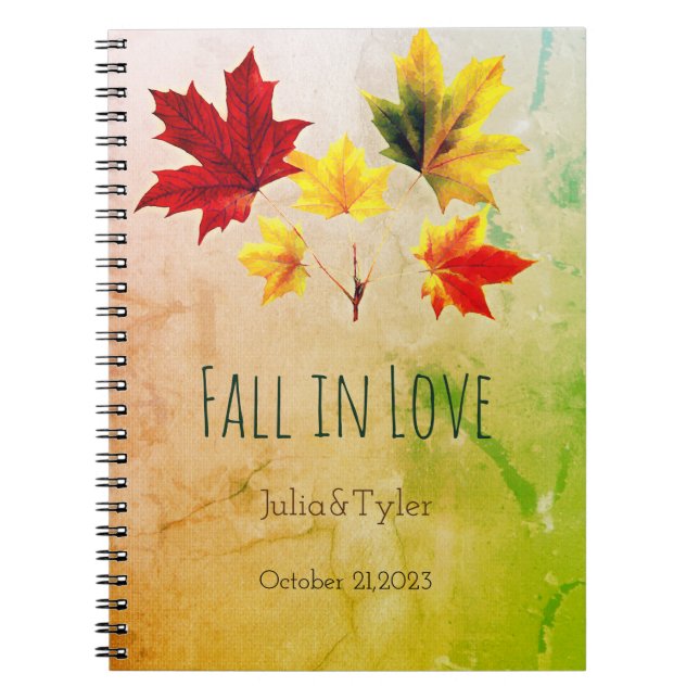 Vintage maple leaves- fall in love  notebook (Front)