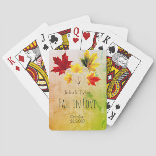 Vintage maple leaves- fall in love  playing cards