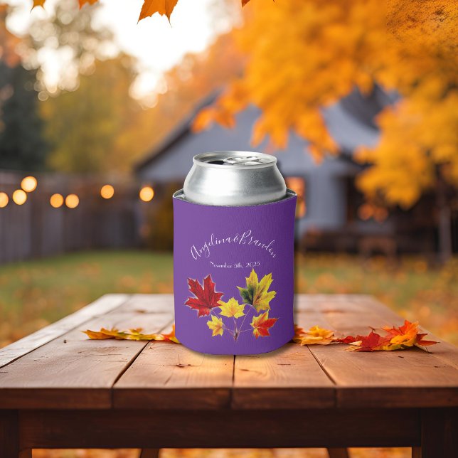 Vintage Maple leaves in   -wedding  Can Cooler (Creator Uploaded)
