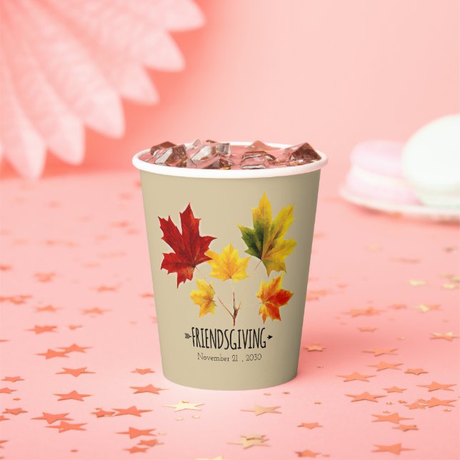 Vintage maple leaves no2 -  Friendsgiving  Paper Cups (Insitu)