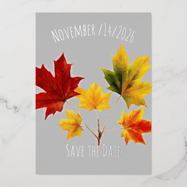 Vintage Maple Leaves  save the date (Front)