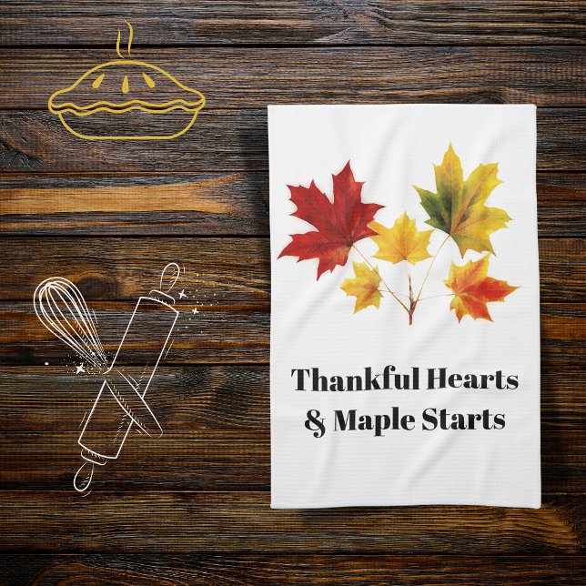 vintage maple leaves - Thankful quote  Tea Towel (Creator Uploaded)