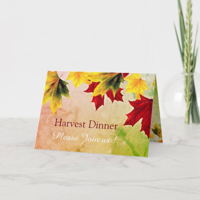 vintage maple leaves - Thanksgiving invitation (Front)