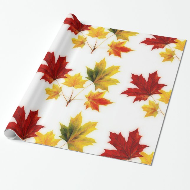 vintage maple leaves wrapping paper (Unrolled)