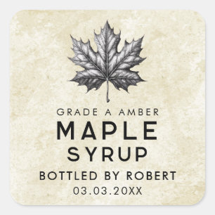 Vintage maple syrup homemade recipe square sticker