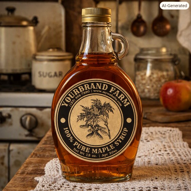 Vintage Maple Syrup Kraft Label Template (Creator Uploaded)