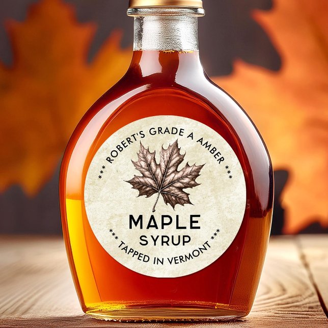 Vintage maple syrup label with leaf (Creator Uploaded)
