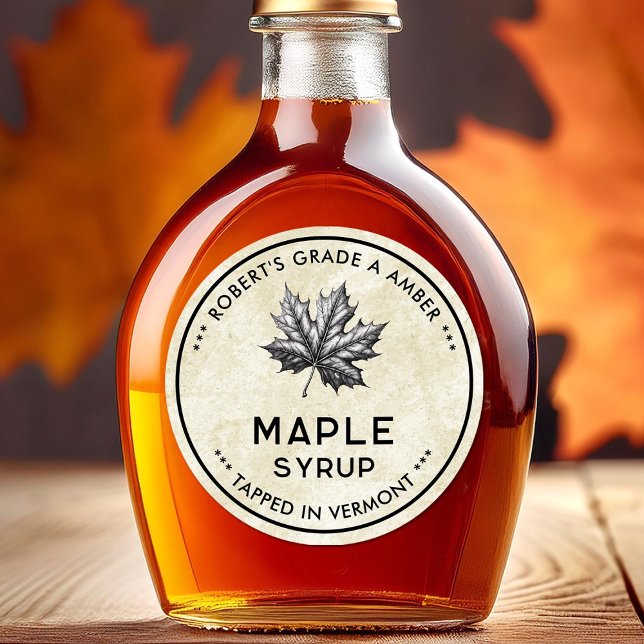 Vintage maple syrup label with leaf (Creator Uploaded)
