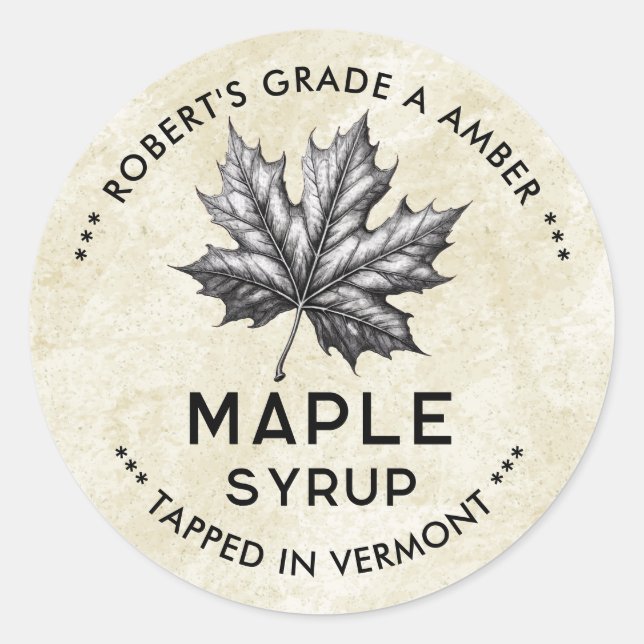 Vintage maple syrup label with leaf (Front)