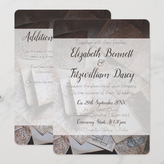 Vintage Maps Wedding Invitation (Front/Back)