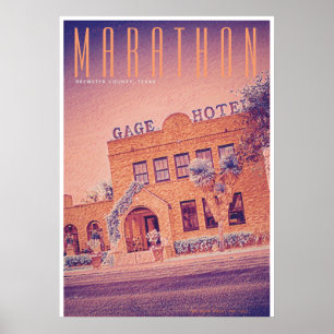 Vintage Marathon Texas USA travel poster