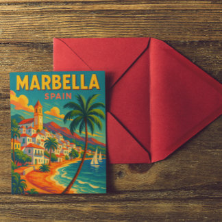 Vintage Marbella Spain Costa del Sol Postcard