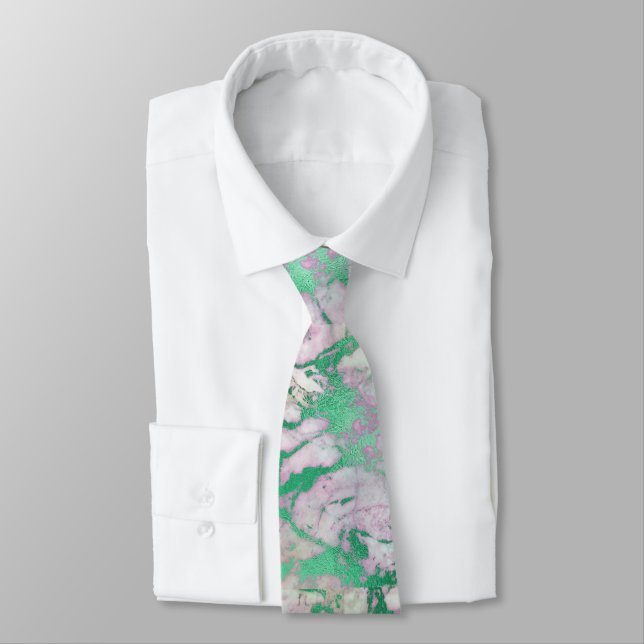 VINTAGE MARBLE GREEN LILAC ABSTRACT TIE (Tied)