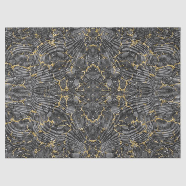 Vintage Marbled Gold Glitter Decoupage Pattern Tissue Paper (Front)