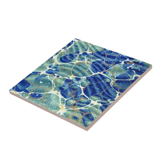Vintage Marbled Paper Effect Ceramic Tile (Side)
