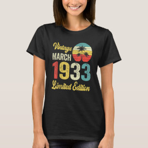 Vintage March 1933  89 Years Old Birthday T-Shirt