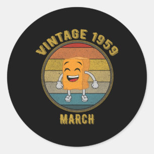 Vintage March 1959 Chicken Nugget Laughing Distres Classic Round Sticker