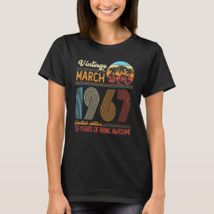 Vintage March 1967 55 Years Old 55th B Day Decorat T-Shirt