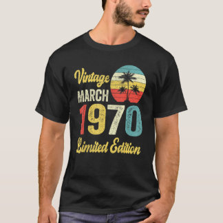 Vintage March 1970  52 Years Old Birthday 2 T-Shirt