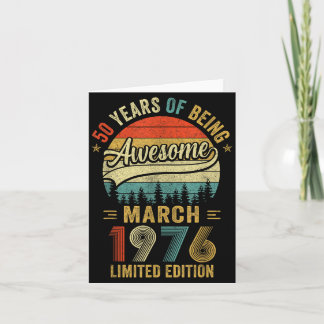 Vintage March 1976 Old 50th Birthday Men Women Card