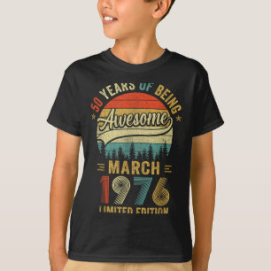 Vintage March 1976 Old 50th Birthday Men Women T-Shirt