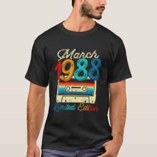 Vintage March 1988 Cassette 34Th Birthday 34 Yrs O T-Shirt