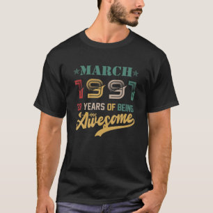 Vintage March 1991 Awesome 30 Years Old 30Th Birth T-Shirt