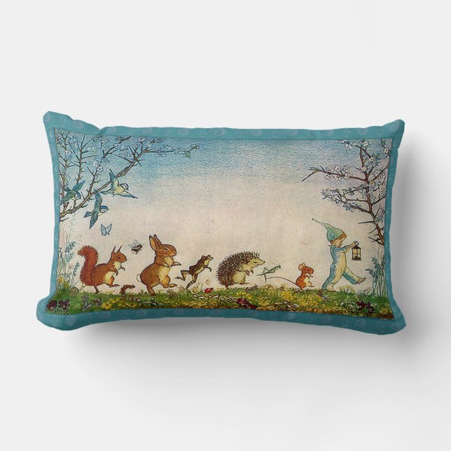 Vintage Marching Animals Lumbar Pillow (Front)