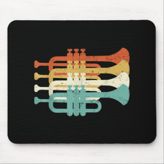 Vintage Marching Band Trumpet Player Retro Design  Mouse Mat
