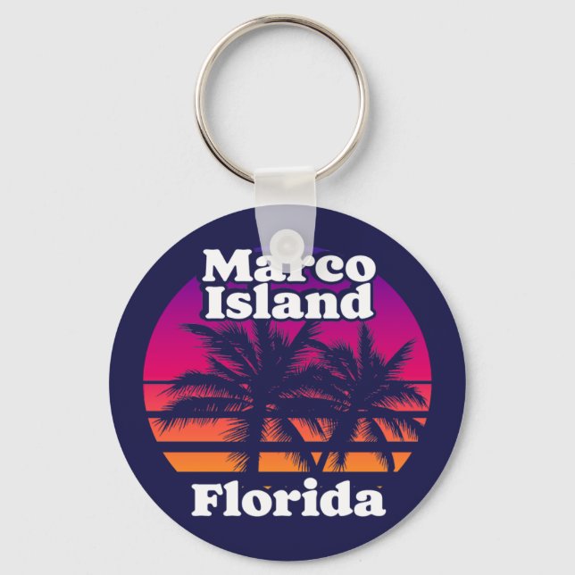 Vintage Marco Island Beach Florida Key Ring (Front)