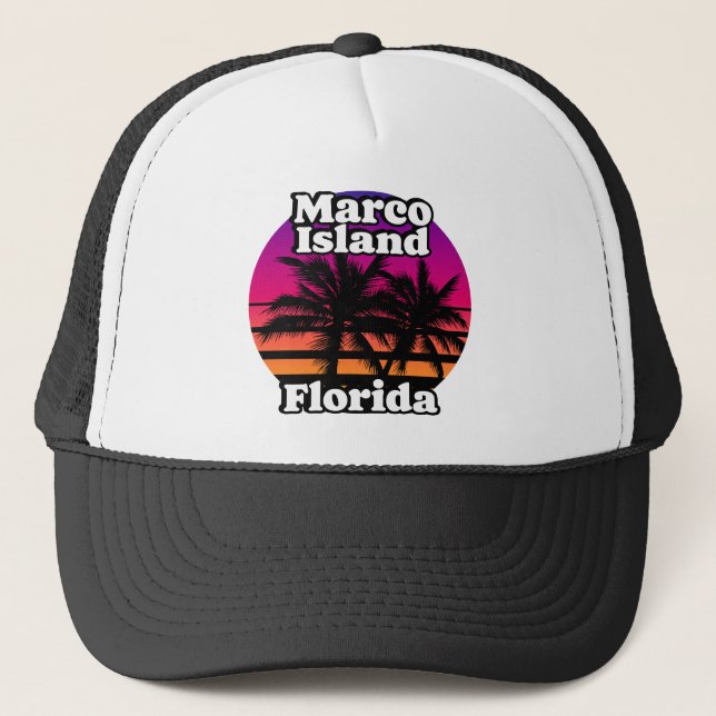 Vintage Marco Island Beach Florida Trucker Hat (Front)